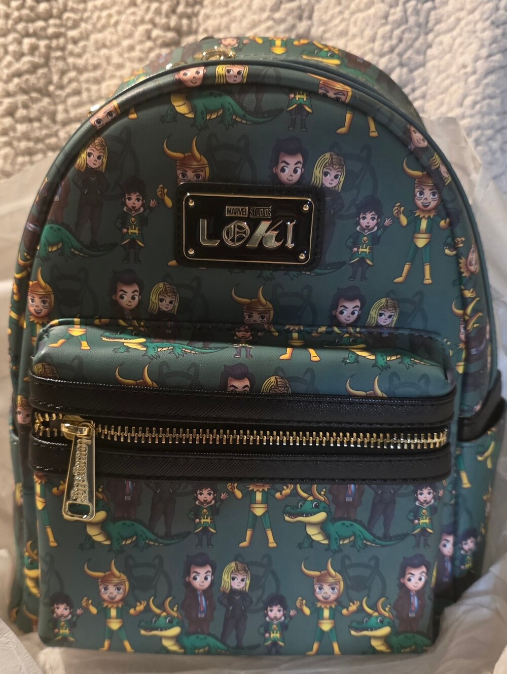 Loungefly Marvel Disney Loki Mini Backpack Green All over Print New Variants